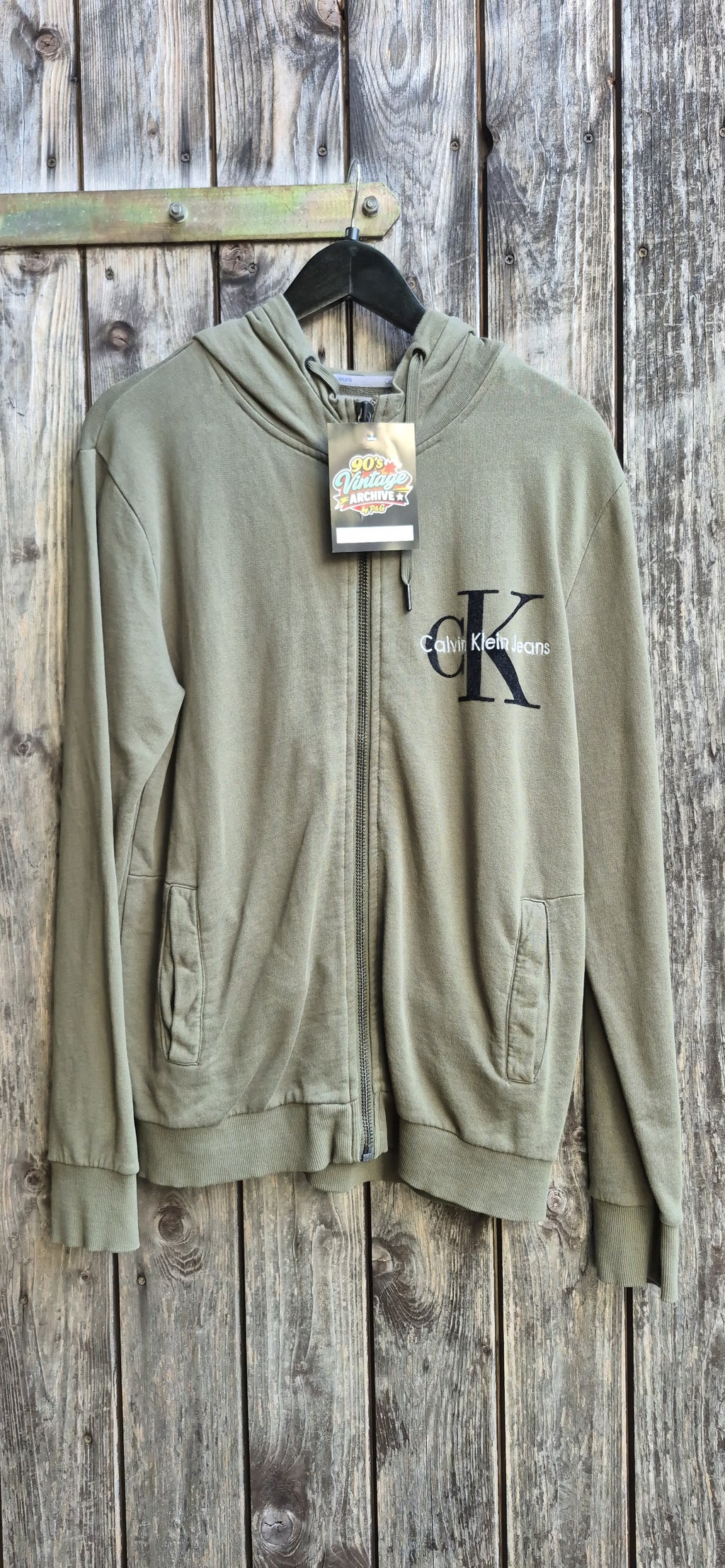 Calvin Klein Vintage Hoodie Khaki – Größe M