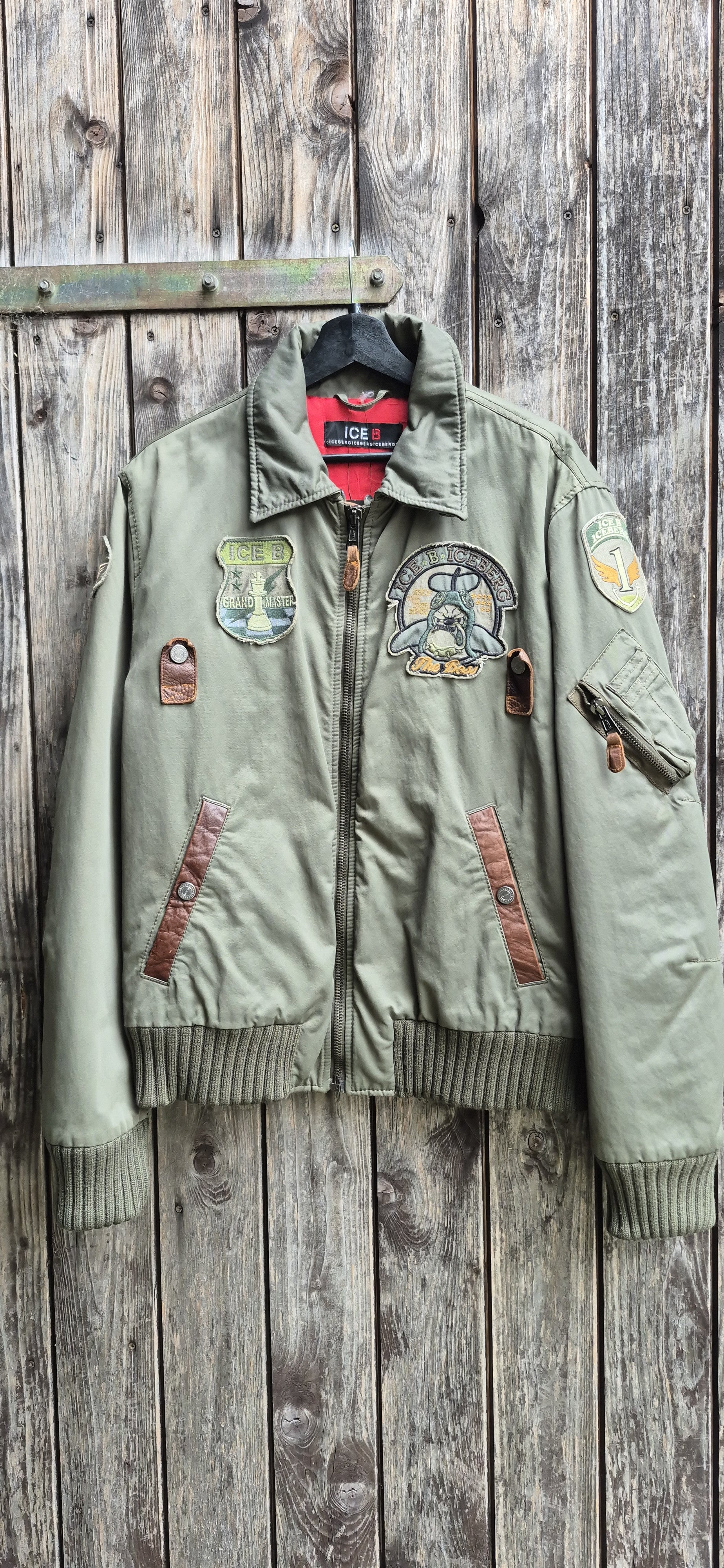 Iceberg Vintage Fliegerjacke Olivgrün – Größe XL
