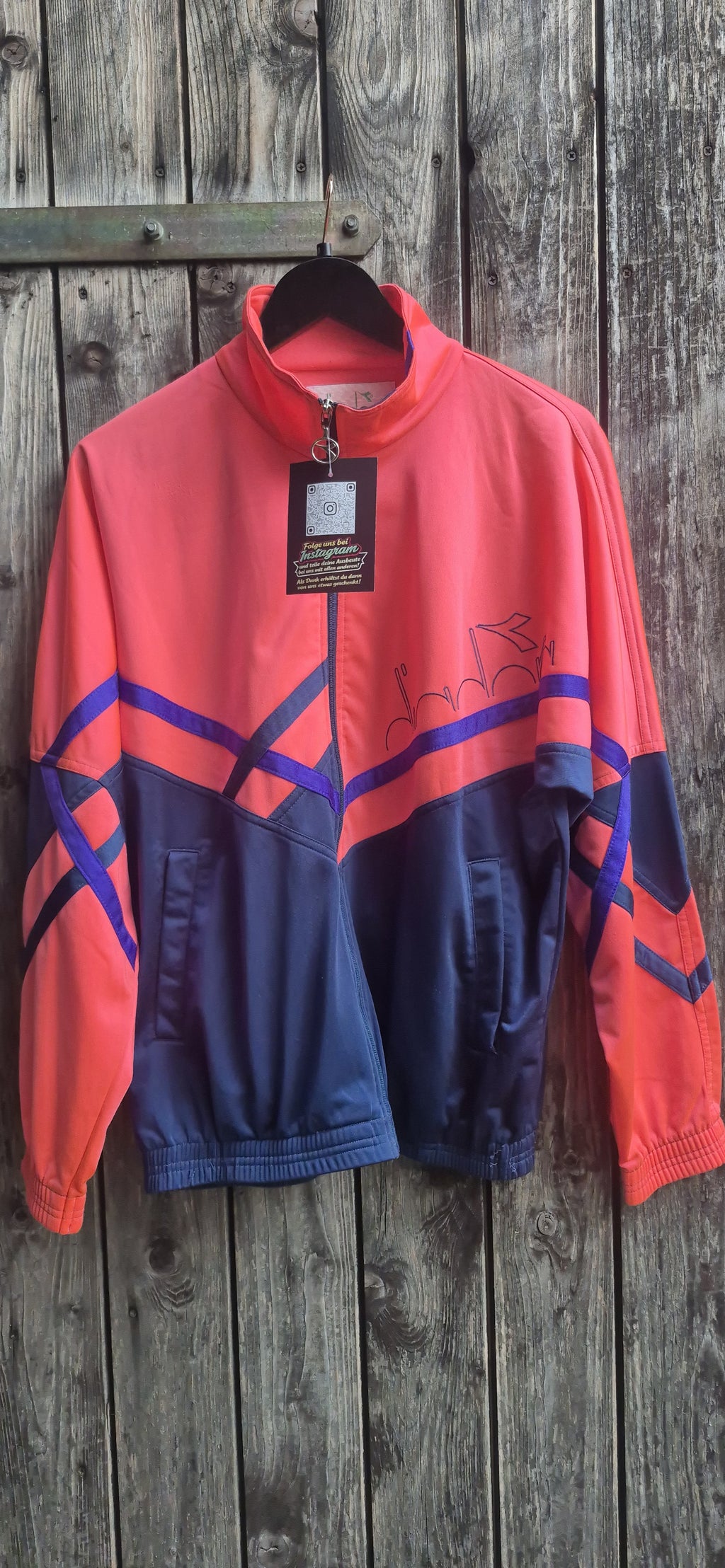 Diadora Vintage Trainingsjacke Korallrot – Bild 1