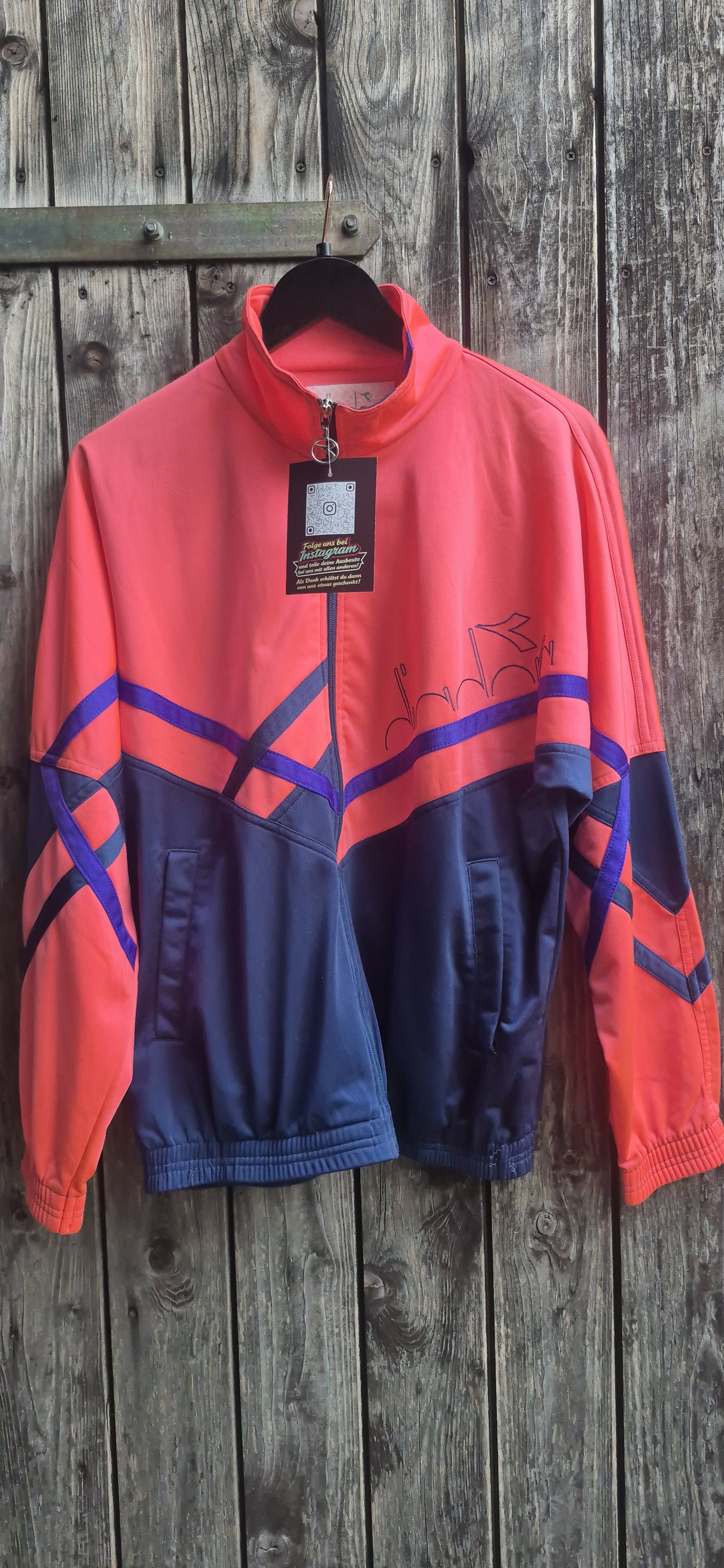 Diadora Vintage Trainingsjacke Korallrot – Bild 1